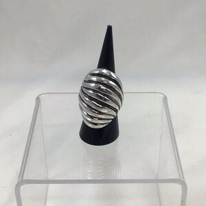 925 silver ridged oval dome ring